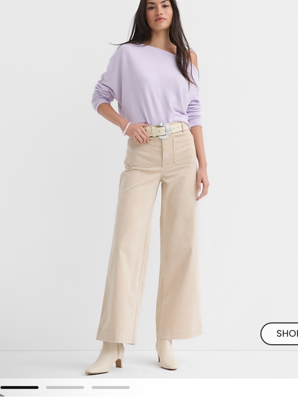 LOFT Palmer Wide-Leg Brushed Corduroy Pants with Front Patch Pockets 14 EUC